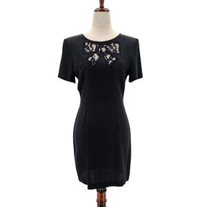 Vintage Brioche California Black Lace Short Mini Cocktail Dress Womens 3/4